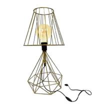 Abajur Rustico Luminária De Mesa Aramado Diamante - Dourado