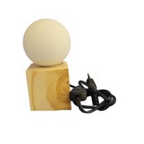 Abajur Rústico Madeira com Globo de vidro Luminária de mesa