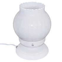 Abajur Sensitive Branco Bola Americana Canelada Leitosa