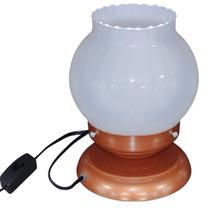 Abajur Sensitive Cobre Bola Americana Canelada Leitosa