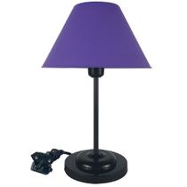 Abajur Slim Blackn Purple Luminária de Mesa Fino Quarto Sala Base Preto Cúpula Lilás