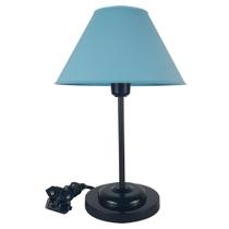 Abajur Slim Blackn Sky Luminária de Mesa Fino Quarto Sala Base Preto Cúpula Azul