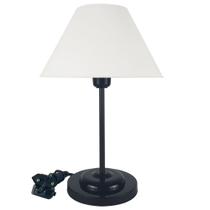 Abajur Slim Blackn White Luminária de Mesa Fino Quarto Sala Base Preto Cúpula Branca Abajur Slim Blackn White Luminária de Mesa Fino Quarto Sala Base Preto Cúpula Branca