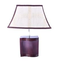 Abajur solel 40cm base cerâmica marron e-27 max 40w cúpula decorada