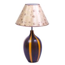 Abajur sonho 70cm base cerâmica marron escuro e-27 40w cúpula tecido floral