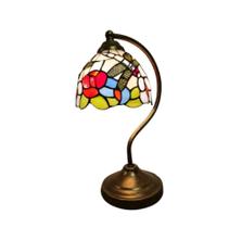 Abajur Tiffany Vitral Colorido Base Bronze Trabalhado