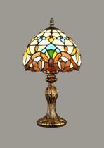 Abajur Tiffany Vitral Colorido Base Bronze Trabalhado Abajur Tiffany Vitral Colorido Base Bronze Trabalhado