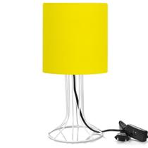 Abajur Torre Cilindrico Amarelo com Aramado Branco Abajur Torre Cilindrico Amarelo com Aramado Branco