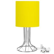 Abajur Torre Cilindrico Amarelo com Aramado Cromado Abajur Torre Cilindrico Amarelo com Aramado Cromado
