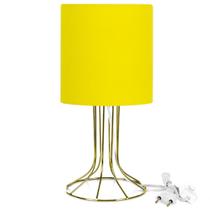 Abajur Torre Cilindrico Amarelo com Aramado Dourado Abajur Torre Cilindrico Amarelo com Aramado Dourado