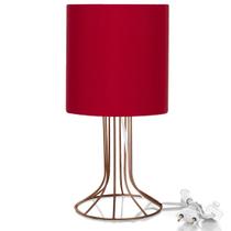 Abajur Torre Cilindrico Vermelho com Aramado Cobre Abajur Torre Cilindrico Vermelho com Aramado Cobre