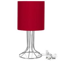 Abajur Torre Cilindrico Vermelho com Aramado Cromado Abajur Torre Cilindrico Vermelho com Aramado Cromado