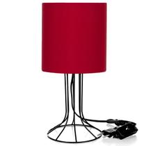 Abajur Torre Cilindrico Vermelho com Aramado Preto Abajur Torre Cilindrico Vermelho com Aramado Preto