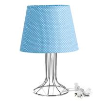 Abajur Torre Dome Azul/bolinha Com Aramado Cromado Abajur Torre Dome Azul/bolinha Com Aramado Cromado
