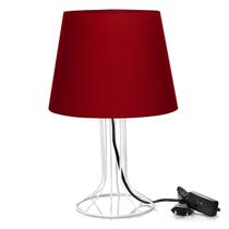 Abajur Torre Dome Vermelho Com Aramado Branco Abajur Torre Dome Vermelho Com Aramado Branco