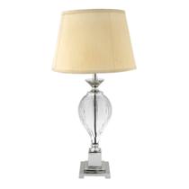 Abajur Transparente Base Metal Prateado e Cúpula Bege