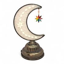 Abajur Turco Lua Branca Iluminação LED Sem Fio 23 cm Abajur Turco Lua Branca Iluminação LED Sem Fio 23 cm