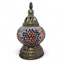 Abajur Turco Mosaico Metal Vidro Bola Colorida Bivolt 22 cm Abajur Turco Mosaico Metal Vidro Bola Colorida Bivolt 22 cm