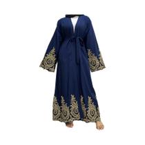 Abaya Modesta Para Mulheres Com Bordado, Kimono Islâmico, Cardigã Caftan, Roupa Muçulmana Abaya Modesta Para Mulheres Com Bordado, Kimono Islâmico, Cardigã Caftan, Roupa Muçulmana