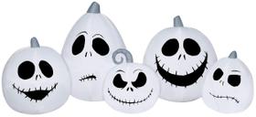 Abóbora branca inflável Jack Skellington de 105 cm com luzes LED Abóbora branca inflável Jack Skellington de 105 cm com luzes LED
