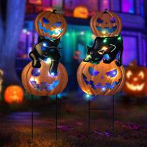 Abóbora de metal de 26 cm Solar Yard Stakes HONGLAND Halloween Abóbora de metal de 26 cm Solar Yard Stakes HONGLAND Halloween