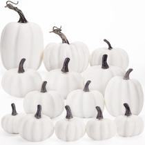 Abóboras artificiais DomeStar White Foam 14 unidades em tamanhos variados Abóboras artificiais DomeStar White Foam 14 unidades em tamanhos variados