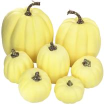Abóboras artificiais Winlyn Yellow Foam, 7 unidades em tamanhos variados