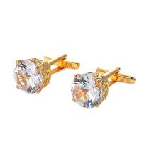 Abotoaduras banhadas a ouro com zircônia cúbica para homens Abotoaduras banhadas a ouro com zircônia cúbica para homens