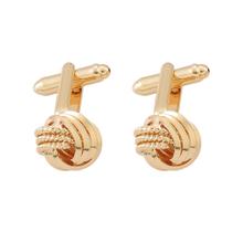 Abotoaduras com design de corda torcida banhado a ouro para homens