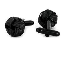 Abotoaduras com design de nó torcido para homens em liga de metal preto Abotoaduras com design de nó torcido para homens em liga de metal preto