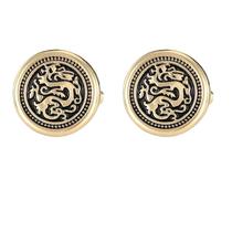 Abotoaduras com design elegante de dragão de dois tons para homens