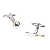 Abotoaduras com design genérico de pistão e esfera prateadas e douradas Abotoaduras com design genérico de pistão e esfera prateadas e douradas