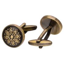 Abotoaduras de latão vintage para homens com design floral antigo