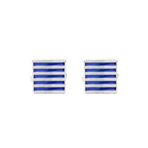 Abotoaduras, design quadrado moderno genérico, listrado em azul para homens Abotoaduras, design quadrado moderno genérico, listrado em azul para homens