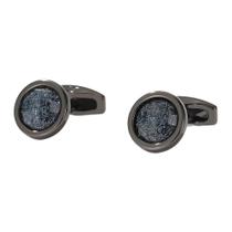 Abotoaduras Ele Gunmetal cinza redondas com padrão estrelado para homens Abotoaduras Ele Gunmetal cinza redondas com padrão estrelado para homens