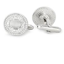 Abotoaduras Ele redondas banhadas a prata com strass de cristal