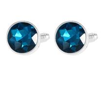 Abotoaduras, elegante cristal azul para homens, design redondo