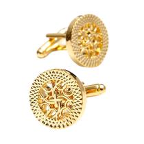 Abotoaduras, elegante padrão oco banhado a ouro para homens Abotoaduras, elegante padrão oco banhado a ouro para homens