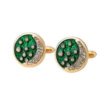Abotoaduras elegantes em verde e cristal para homens Abotoaduras elegantes em verde e cristal para homens