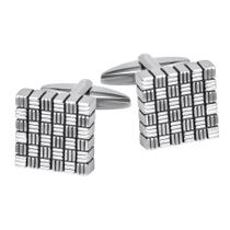 Abotoaduras para homens com design quadrado de esmalte listrado enegrecido Abotoaduras para homens com design quadrado de esmalte listrado enegrecido