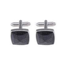 Abotoaduras, quadrado elegante com design de pedra preta Abotoaduras, quadrado elegante com design de pedra preta