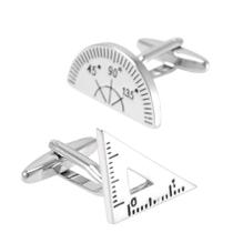 Abotoaduras, transferidor e régua triangular para homens em latão