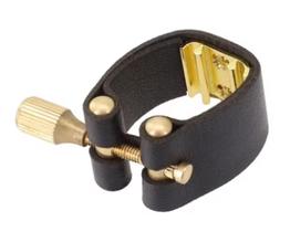 Abraçadeira couro Martson com ressonador metal para sax soprano