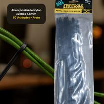 Abraçadeira de Nylon 30cm x 7,6mm com 50 Unidades - Preta