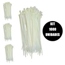 Abraçadeira de Nylon Branco Kit 1000 Uni Organizador 380mm x 4.8mm Cinta Plastica Cabos