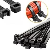 Abraçadeira de Nylon Fixação Diversas Cabos Elétricos Veículos Bicicletas Motor Embalagens 40cm x 7,6mm 50 Peças Preta