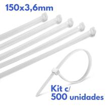 Abraçadeira Em Nylon 3,6x150mm 500un Branco Abraçadeira Em Nylon 3,6x150mm 500un Branco