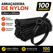 Abraçadeira Nylon 200X4,8 Preto 100 Unidades Forceline Abraçadeira Nylon 200X4,8 Preto 100 Unidades Forceline