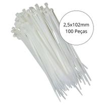 Abraçadeira Nylon 2,5x102mm Branca Pacote com 100 Peças
