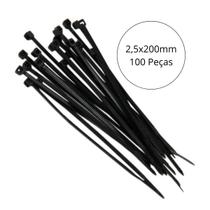Abraçadeira Nylon 2,5x200mm Preta Pacote 100 Peças